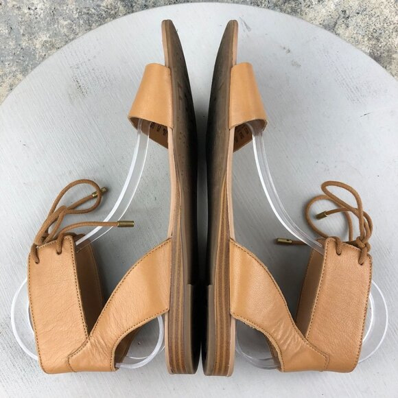 Franco Sarto Women's Size 8.5M Glenys Brown Leather Ankle Tie Flat Sandals - Picture 10 of 16